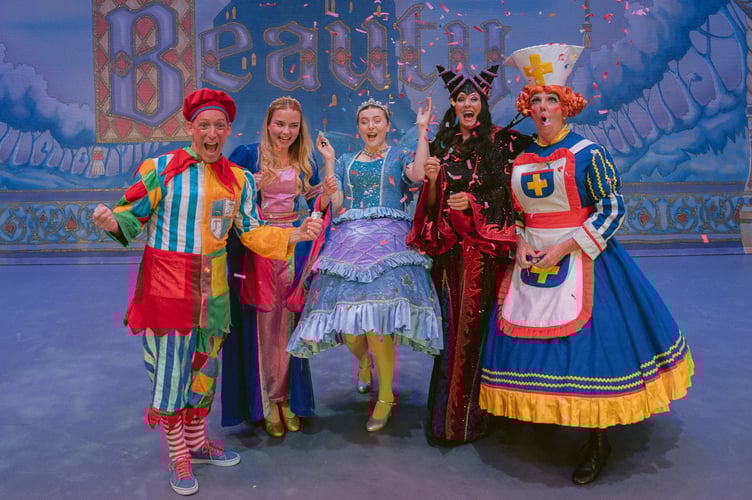 Princess Theatre's Sleeping Beauty cast - Matthew Curnier as Chester the Jester, Lotti Brogan as Princess Aurora, Lucy McClusky as Fairy Fortywinks, Emma Barton as Carabosse and Michael Neilson as Nurse Nellie .