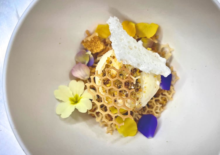 Dessert bowl by Ben Greenhalf at Gather Restaurant, Totnes.