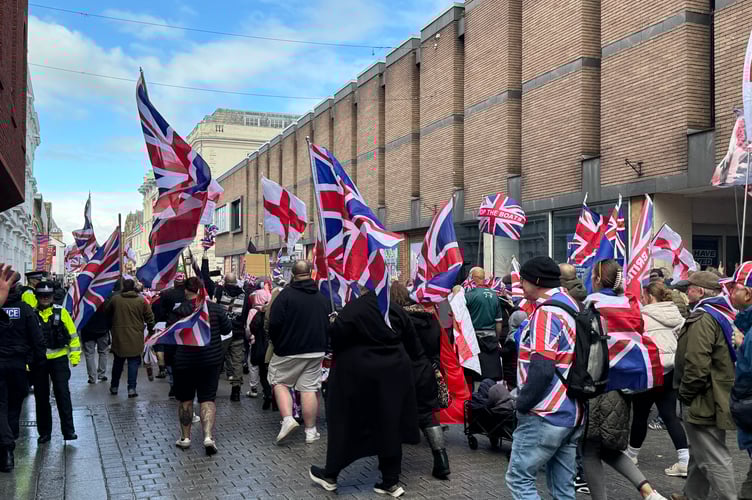 British Unity Walk protestors were escorted by police.  AQ 6448