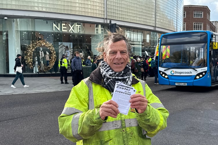 Leaflets supporting Exeter is for Everyone were given out to shoppers.  AQ 6362