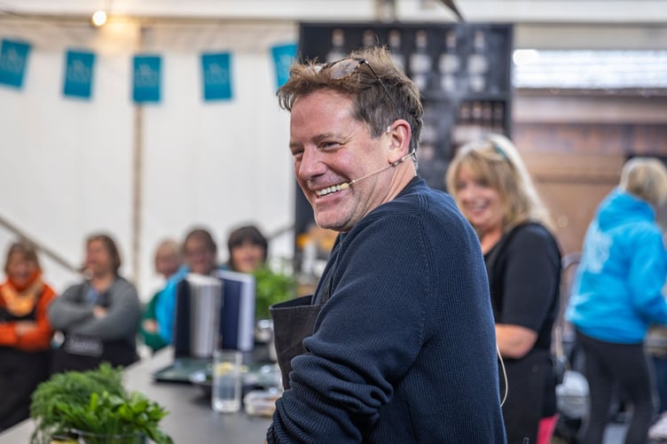 Matt Tebbutt cooking demo with Jane Baxter.