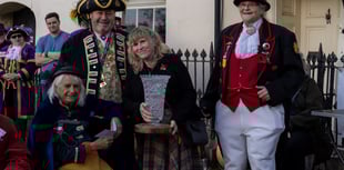 Town Crier Les Ellis and wife Liz  attend Hatherleigh 