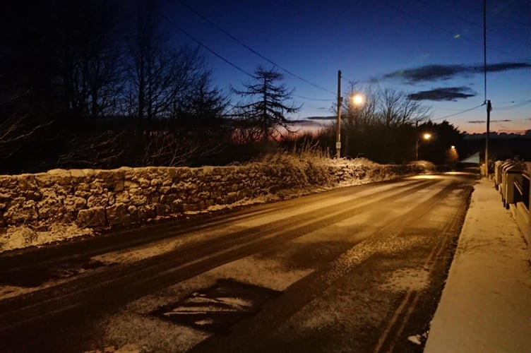 Snowy roads at Princetown which closed the local school. Picture by Helen Jackson/Dartmoor Photographer