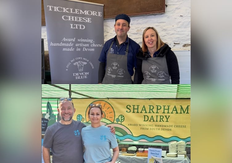 Totnes cheesemakers win at World Cheese Awards 2025. (Top: Ben and Laura Harris. Bottom: Greg and Nicky Parsons)