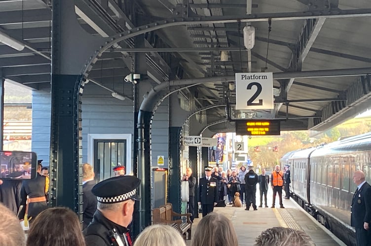King Charles II arrives at Totnes Train Station.