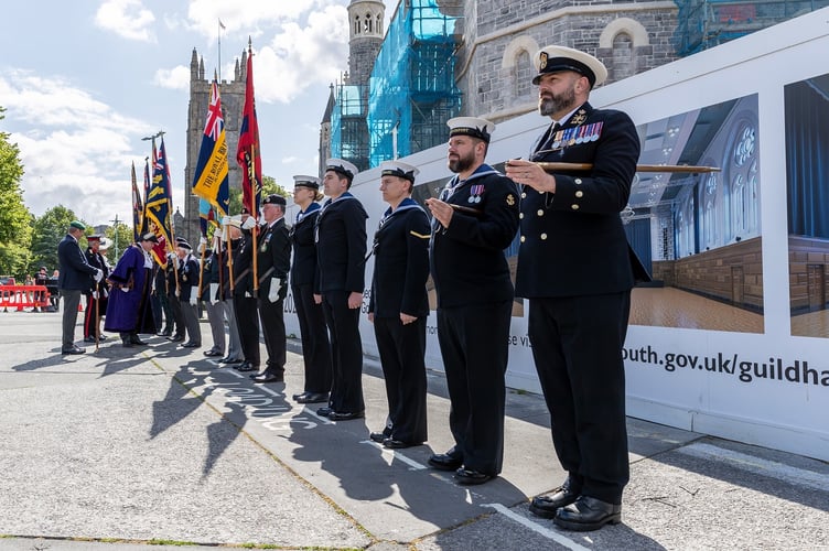 June  23- Armed Forces Day flag is raised outside the Guildhall in Plymouth City Centre.