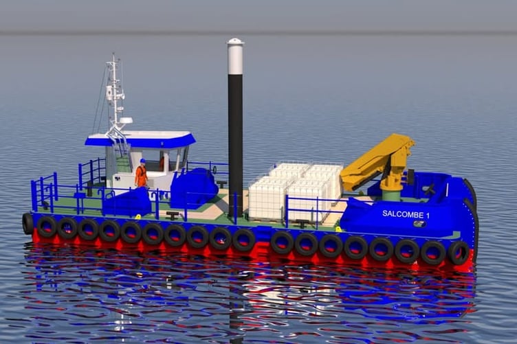 An impression of the new Salcombe Harbour work boat