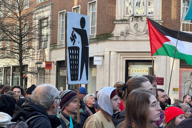 One of the banners at the Stand up to Racism gathering in Bedford Square.  AQ 2693
