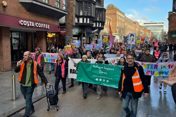 The beginning of the Exeter is for Everyone Stand up to Racism march.  AQ 2625
