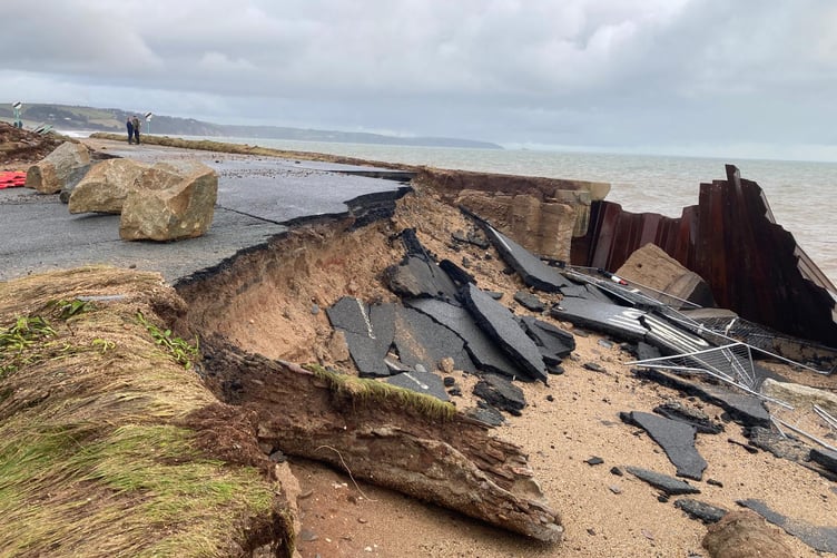 Slapton Line and Torcross Tank Car Park have collapsed into the sea.