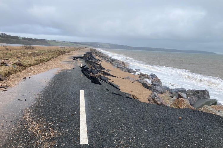 The Slapton Line has collapsed after more strong winds and an extremely high tide.