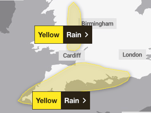 Rain weather warning extended for Devon