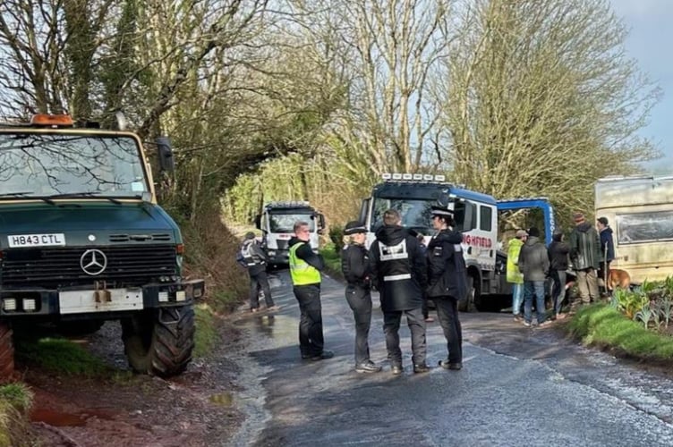 South Hams District Council evict unlawful caravan dwellers in Totnes.