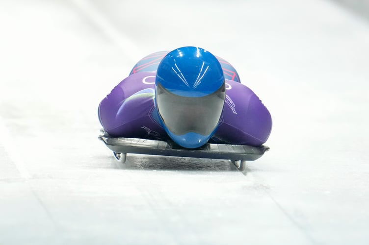 Marcus Wyatt for Team GB during Skeleton 4th runat the Cortina Sliding Centre in Cortina d'Ampezzo during the Milano Cortina 2026 Winter Olympics on the 4th February, 2026 in Cortina, Italy. Photo by Zsombor Czoma / Team GB.