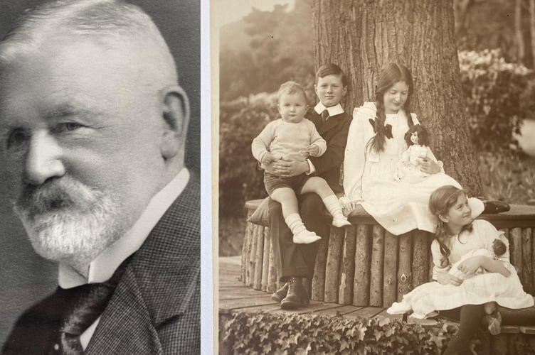 Elizabeth Jennings and family. Left: Thomas Noel Gwyn Jennings, Elizabeth's father. Right: Andrew, Ian, Elizabeth and Margaret.
