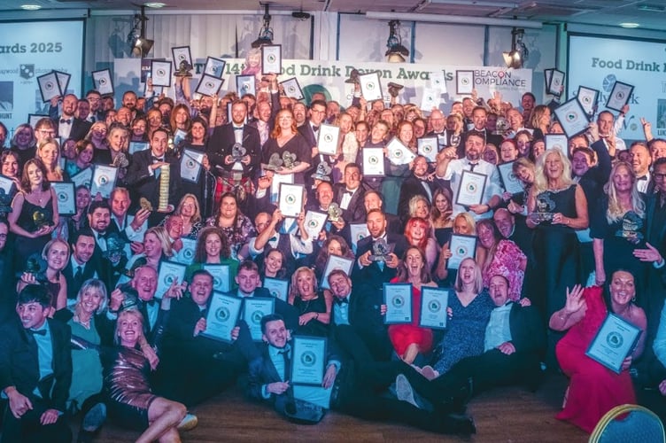 Winners from the 2025 Food Drink Devon Awards pose for the camera 