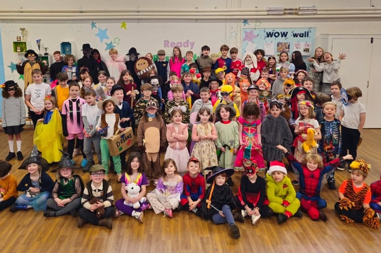 Children at Harbertonford C of E Primary School and Pre-School celebrating World Book Day