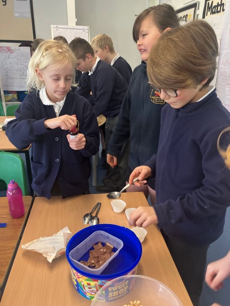 Harbertonford pupils taking part in a science experiment