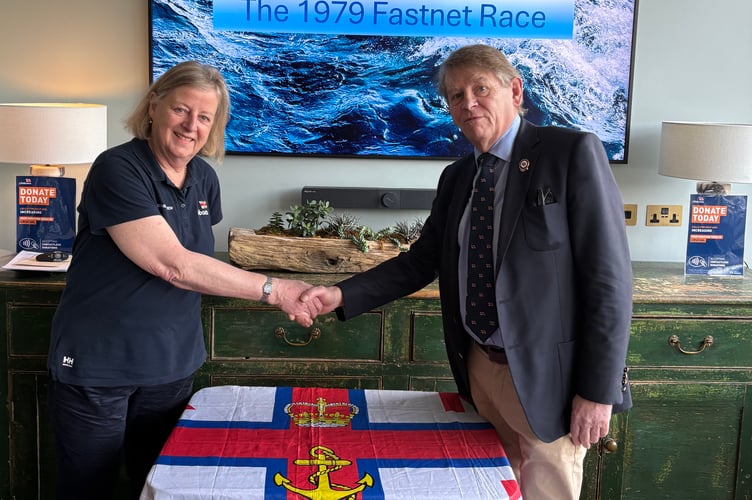 Frances Reincke with Dart RNLI chairman Jake Moores