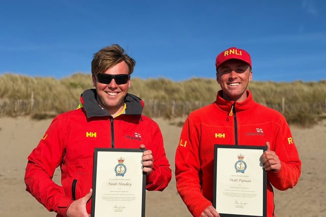 RNLI lifeguards Noah Hindley and Matt Pyman honoured for bravery