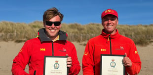 RNLI lifeguards Noah Hindley and Matt Pyman honoured for bravery