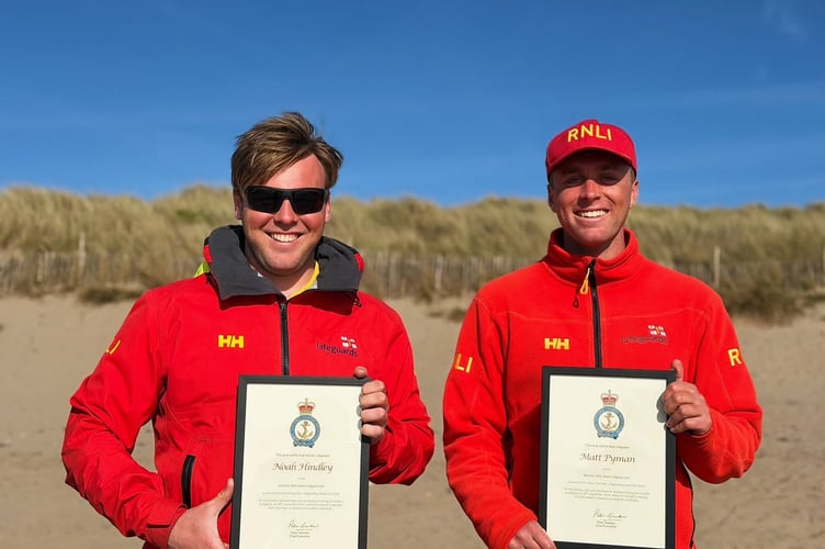 Senior RNLI lifeguards Noah Hindley and Matt Pyman