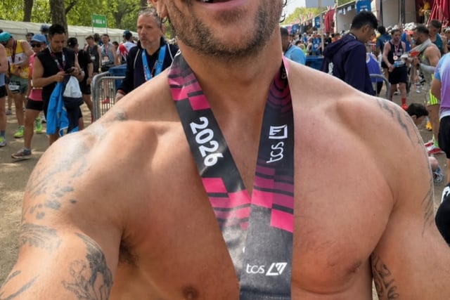 Emrhys completes London Marathon for Stroke Association
