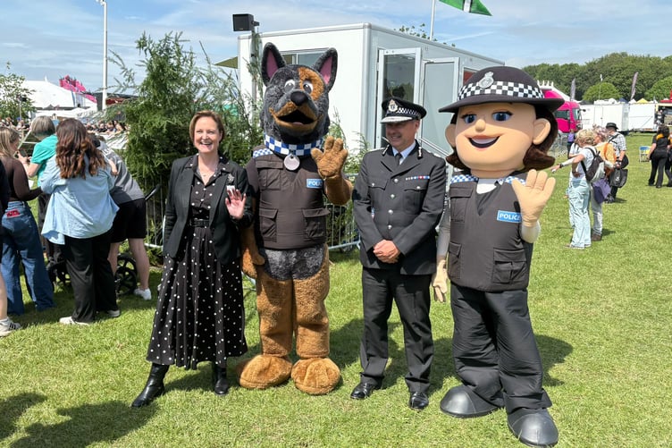 Devon & Cornwall Police & Crime Commissioner Alison Hernandez with the force's Dog Unit at the Devon County Show. Picture: OPCC
