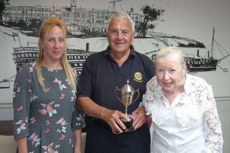 L to R: Dartmouth Caring Volunteer Engagement Manager, April Faulkner, Dartmouth Rotary Club President Peter Goldstraw and Award Winner Dee Nutt