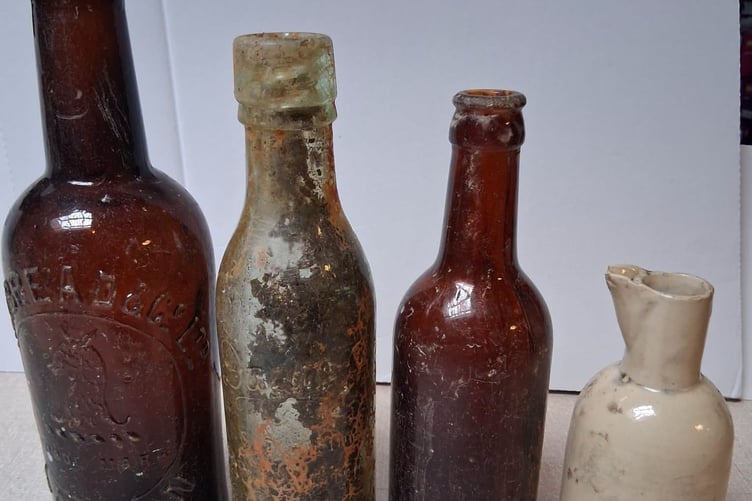 Well-preserved old bottled discovered during the culvert repairs in Kingsbridge.