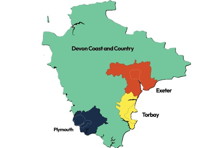 Map of the new council areas. Image courtesy: West Devon Borough Council