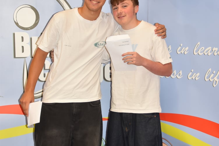 Matus Pochocha & Cash Bradley celebrating their results at Brixham College