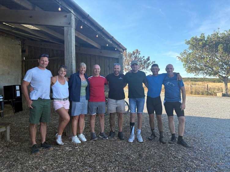 Fundraising team at the end of 36hr cycle challenge. Left to right: Matt, Emma (Jack’s mum), Philippa (Jacks’s aunt), Tom, Neil, Jack, Schalk, Mark.