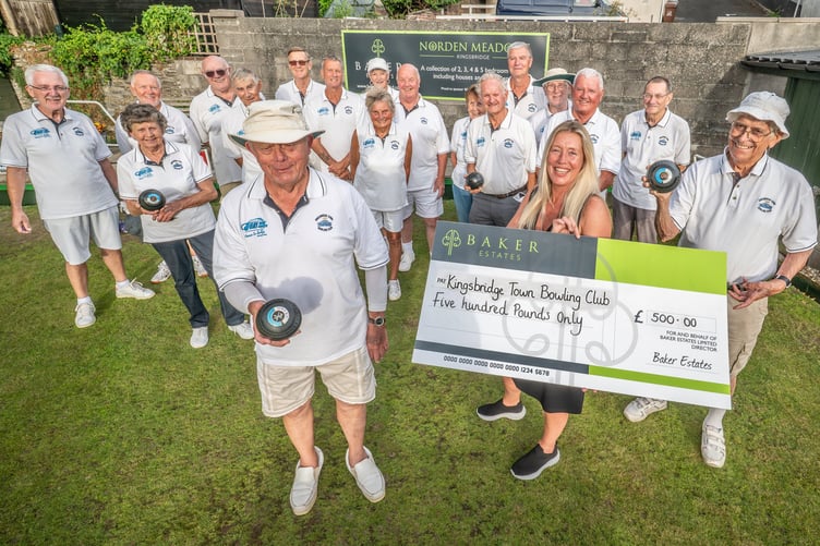 members of the bowls club with Adele Hemming from Baker Estates
