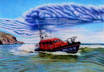 Salcombe RNLI's new lifeboat Baltic Exchange IV in Hope Cove artwork
