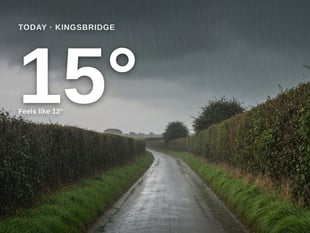 Kingsbridge: heavy rain, high of 15°C on Thursday