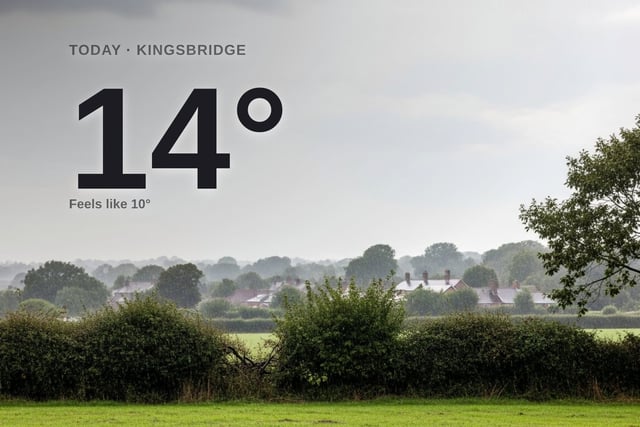 Kingsbridge: rainy day, high of 14°C