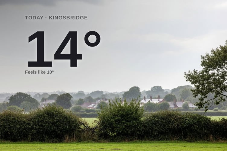 Kingsbridge weather: rainy Monday with rain expected and a high of 14°C